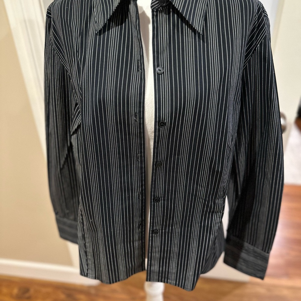 Nine & Company Womens Black Striped Jacket-Sz 14